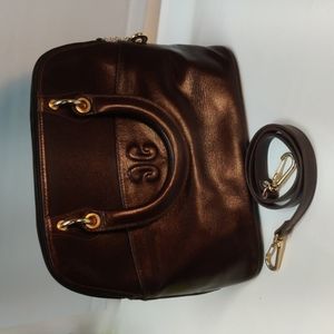 Bollini Handmade Brown Leather Shoulder Bag With Suede Interior READ DESCRIPTION